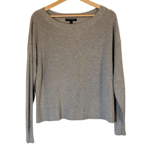 Banana Republic Factory Ribbed Crewneck Sweater - Gray - SZ L - Picture 2 of 5